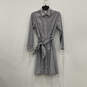 Womens Blue White Pinstripe Long Sleeve Button Front Shirt Dress Size 2 image number 1