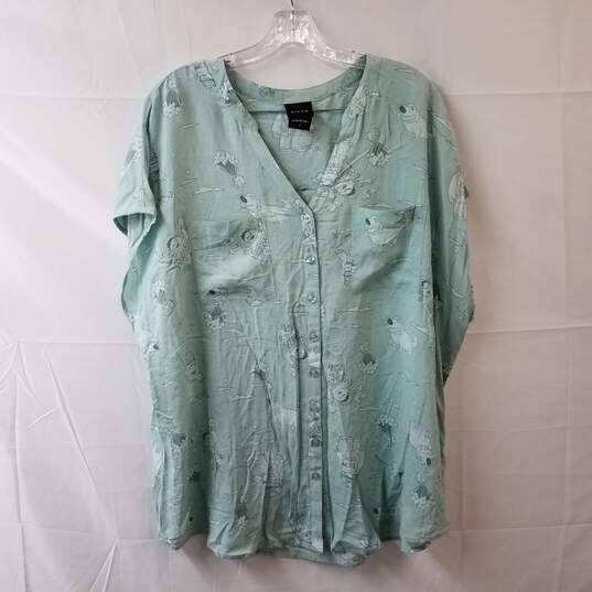 Pixar Up Green Button Down Blouse image number 1