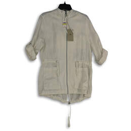 NWT Womens White Long Sleeve Hooded Full-Zip Jacket Size Medium