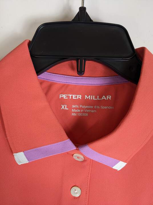 Peter Millar Women Pink Orange Polo Shirt XL image number 3