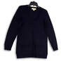 Womens Black V-Neck Long Sleeve Pocket Knitted Pullover Sweater Size S image number 1