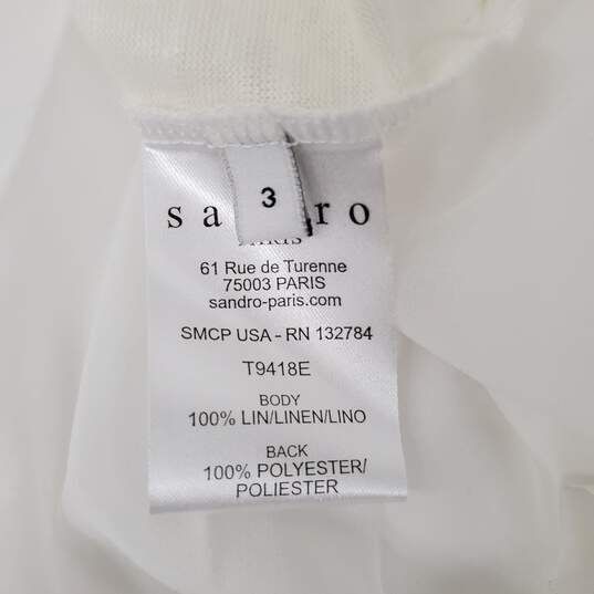 Sandro Paris WM's 100% Linen & Polyester Ivory Sheer Blouse Top Size 3 image number 3