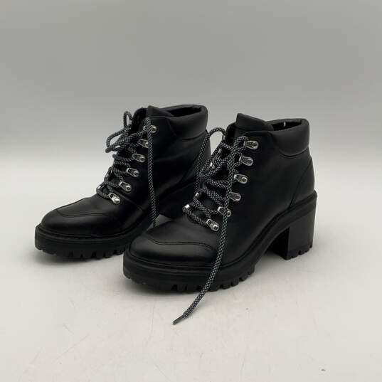 Marc Fisher Womens Black Leather Block Heel Lace Up Ankle Bootie Boots Size 9M image number 1