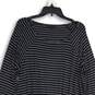 Womens Black Striped Round Neck Long Sleeve Bodycon Dress Size XL image number 3