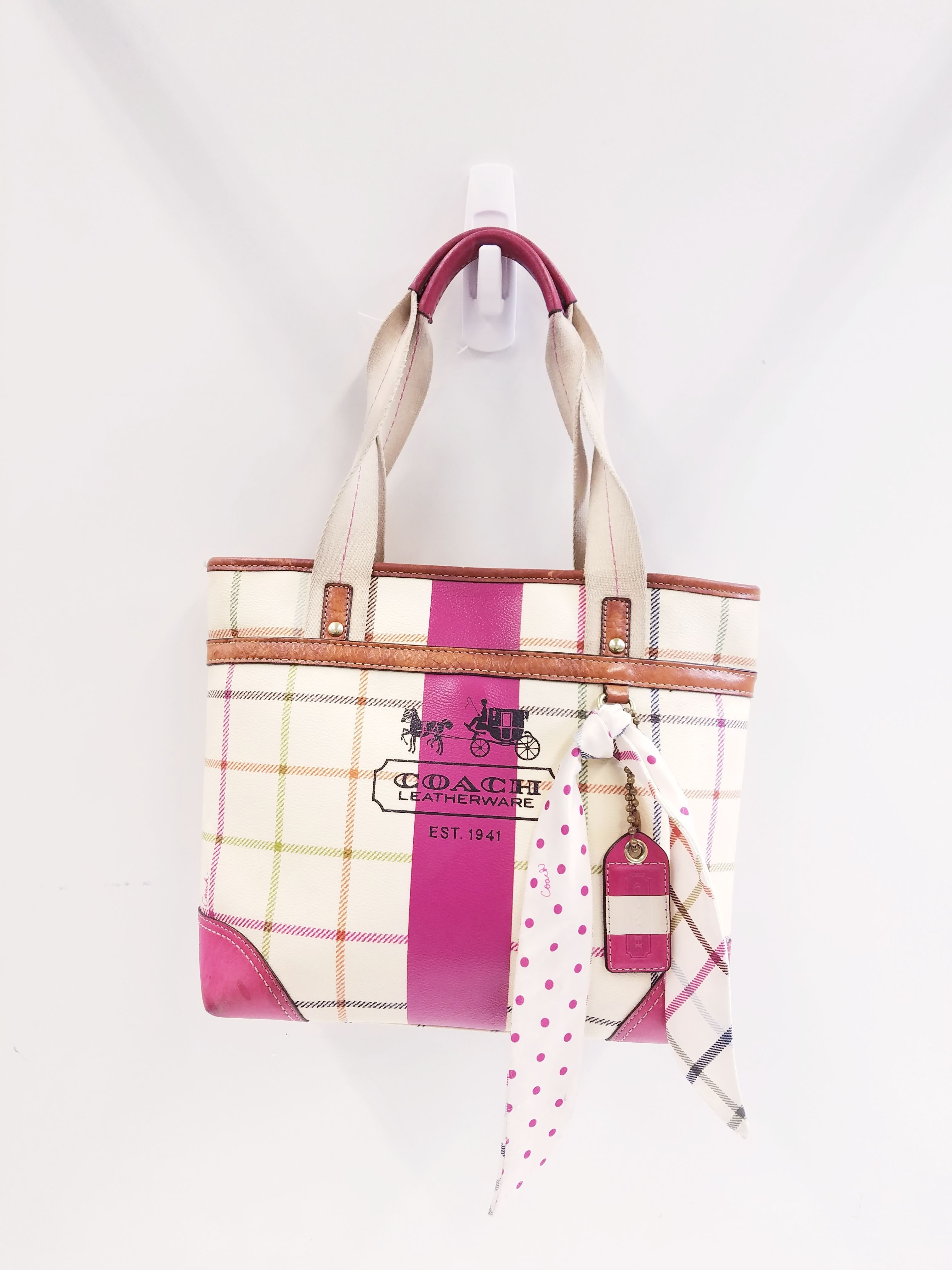 Simply Bright Pink and Navy Buffalo Plaid Canvas Large Tote School Bag  Small Overnight Bag Large Purse Tote With 6 Pockets Ready to Ship - Etsy
