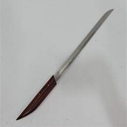 Vtg ROBESON Shur-Edge Frozen Heat Carving Knife Fork Set W/Wood Holder alternative image