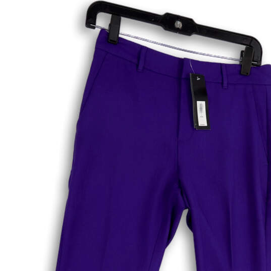 NWT Womens Purple Flat Front Slash Pockets Bootcut Leg Dress Pants Size 0p image number 3