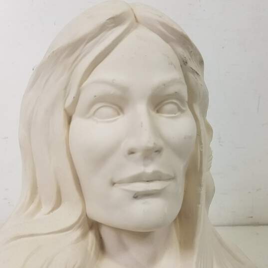 White Plaster Cast Native American Bust Sculpture / Vintage Pottery image number 5