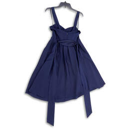 Womens Blue Sleeveless Tie Waist Stretch Back Zip Fit & Flare Dress Size 2 alternative image