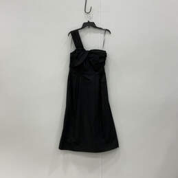 NWT Womens Black Taffeta One-Shoulder Side Zip Cocktail Shift Dress Size 6
