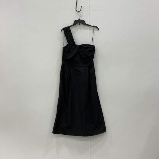 NWT Womens Black Taffeta One-Shoulder Side Zip Cocktail Shift Dress Size 6 image number 1