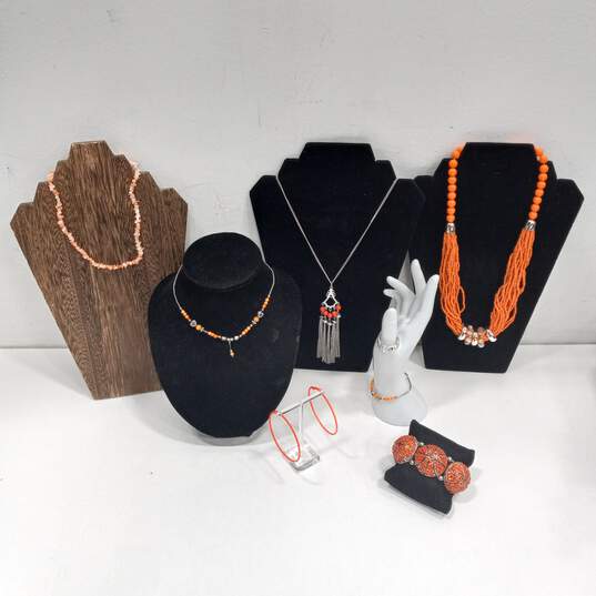 Dazzling Orange Costume Jewelry Collection 8pc Lot image number 1