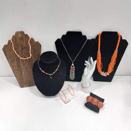 Dazzling Orange Costume Jewelry Collection 8pc Lot