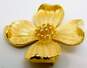 Vintage Crown Trifari Brushed Gold Tone Flower Brooch 11.5g image number 4