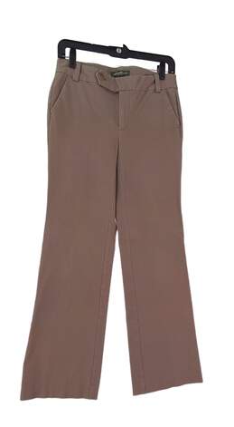 Womens Brown Shaw Fit Slash Pocket Straight Leg Flat Front Dress Pants Size 4