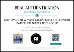 Kate Spade New York Grove Street Blue White Checkered PVC Diaper Tote w/COA alternative image