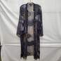 Citron Santa Monica WM's Black Sheer Silk Bohemian Long Kimono Size L image number 1