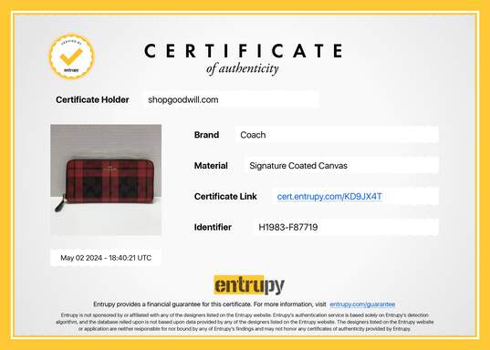 2pc Set of Authenticated Coach Signature Canvas w/Field Plaid Print Wallets image number 2
