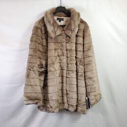 KC Collections Women Faux Fur Brown Coat 3X