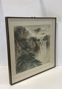 Chinese Watercolor Painting of a Waterfall Signed Traditional Matted & Framed alternative image