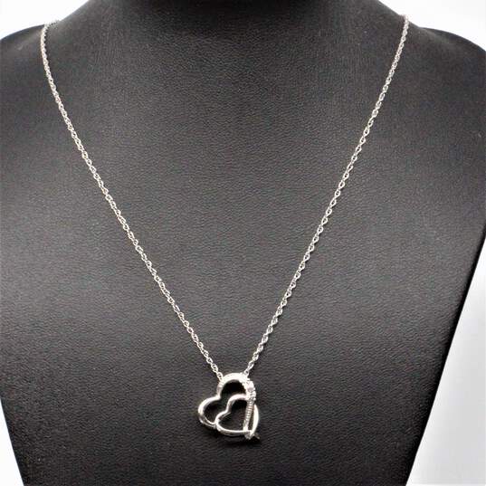 Sterling Silver Diamond Accent Heart Pendant Necklace (18.0in) - 2.5g image number 2