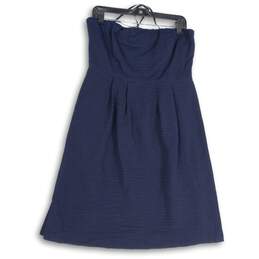 J. Crew Womens Navy Blue Pleated Strapless Back Zip Fit & Flare Dress Size 12