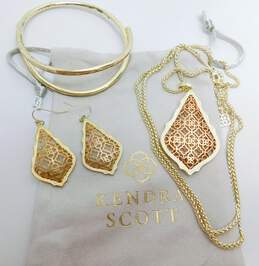 Kendra Scott Two Tone Filigree Pendant Necklace Earrings & Geometric Bracelet