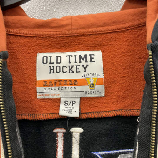 Mens Black Orange Hooded Long Sleeve Pockets Full Zip NHL Jacket Size Small image number 3