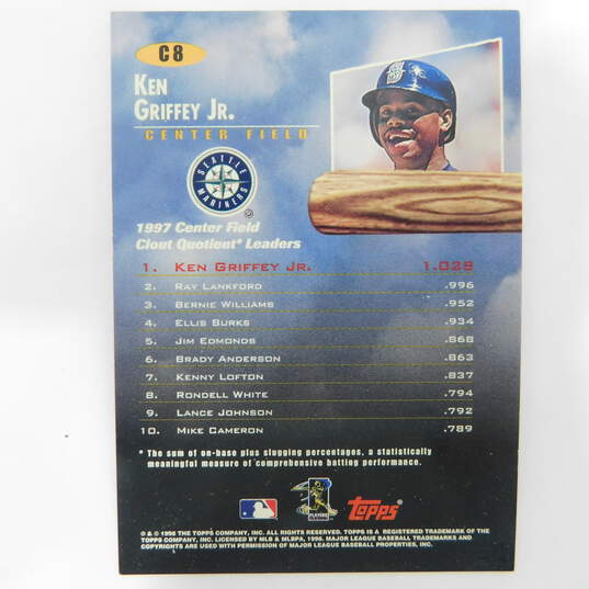 1998 Ken Griffey Jr Topps Clout Nine Seattle Mariners image number 4
