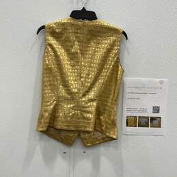 Womens Gold Serpent Leather Single Breasted Vest Size 36 With COA alternative image