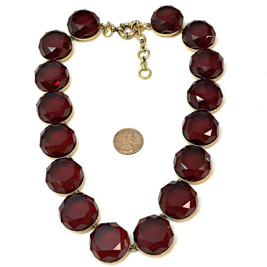 Designer J. Crew Gold-Tone Red Crystal Cut Stone Statement Necklace image number 3