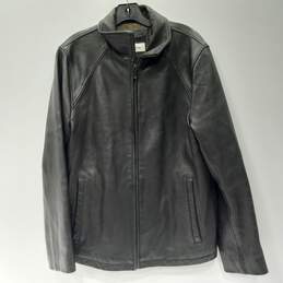 Calvin Klien Men's Black Leather Full Zip Jacket Size S