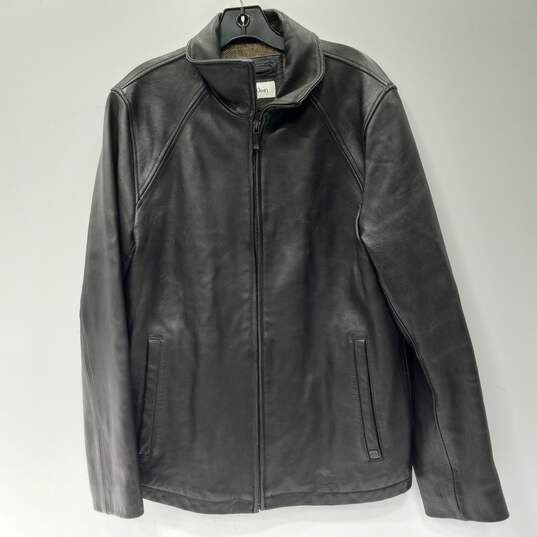 Calvin Klien Men's Black Leather Full Zip Jacket Size S image number 1