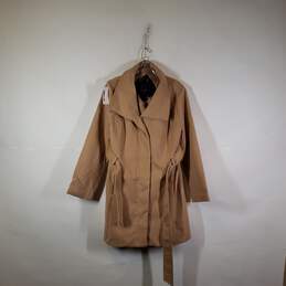 Womens Long Sleeve Belted Collared Full Zip Trench Coat Size XL