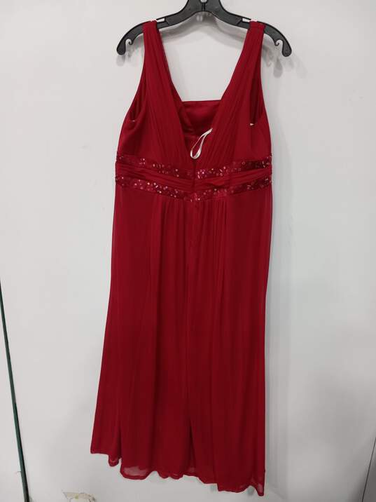 Women's David's Bridal Red Chiffon Beaded Party Dress Sz 18 image number 2