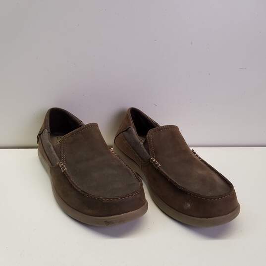 Crocs Brown Leather Men Moc Toe Loafers US 9 image number 3
