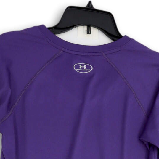 Womens Purple Long Sleeve V-Neck Pullover Activewear T-Shirt Size Medium image number 4