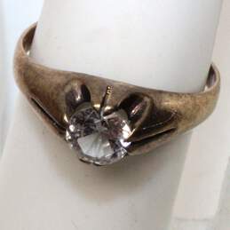 Vintage 8K Yellow Gold White Topaz Solitaire Ring Size 6.75