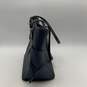 Michael Kors Womens Navy Blue Leather Pockets Bottom Stud Double Strap Tote Bag image number 4