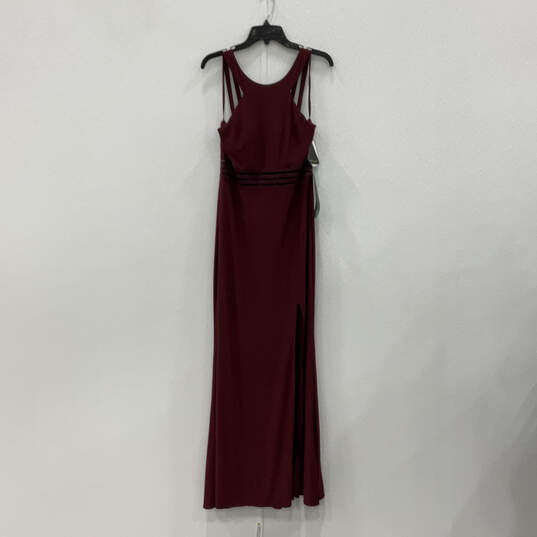 NWT Womens Red Halter Neck Sleeveless Stylish Back-Zip Maxi Dress Size 11 image number 1