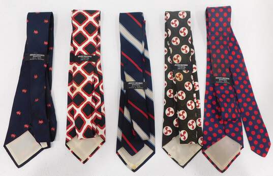 VTG Brooks Brothers Makers All Silk & Qiana Neckties Abstract Print Red Bulls Polka Dots image number 2