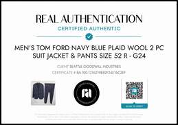 Tom Ford Men's Navy Plaid Wool 2-Piece Suit Jacket & Pants Size 52R w/COA alternative image