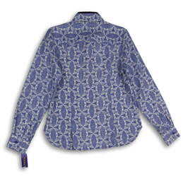 NWT Womens Blue White Geometric Print Long Sleeve Button Up Shirt Size 8 alternative image