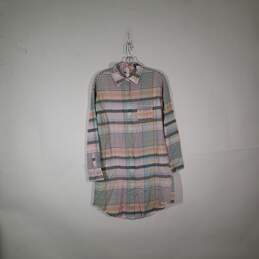 NWT Womens Plaid Collared Long Sleeve Chest Pocket Sleepshirt Size Medium