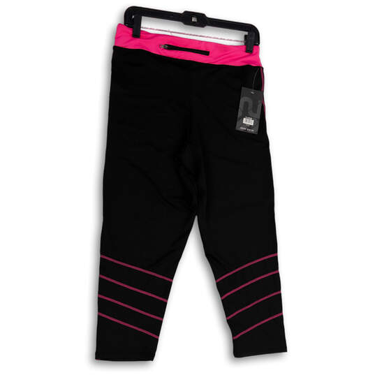 NWT Womens Pink Black Elastic Waist Stretch Pull-On Cropped Leggings Sz XL image number 2