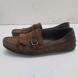 TOD'S Italy Brown Suede kiltie Loafers Shoes Men's Size 10.5 M alternative image
