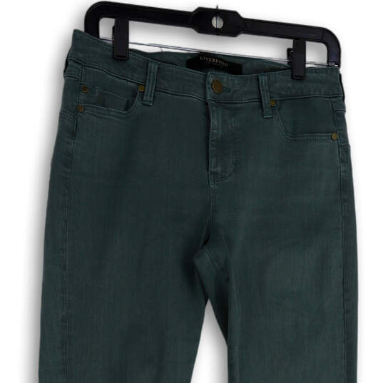 Womens Green Denim Dark Wash Stretch Pockets Skinny Leg Jeans Size 6/28 image number 3