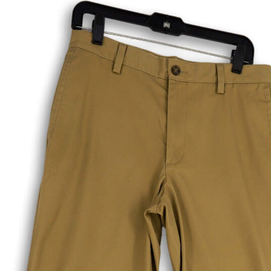 Mens Beige Flat Front Slash Pocket Straight Leg Chino Pants Size 30x29 image number 3