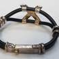 Sterling Silver Black Rubber Double Band X 7inch Bracelet 26.6g image number 5