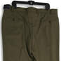 Mens Olive Green Flat Front Straight Leg Formal Dress Pants Size 40X32 image number 4